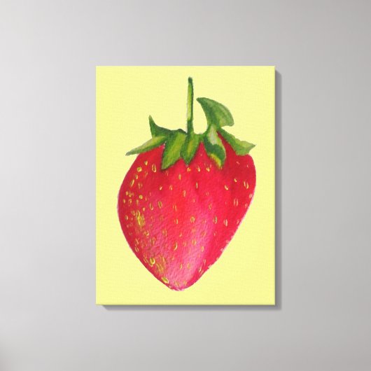 Juicy Strawberry waterverf macro fruit pop art Canvas Afdruk (Voorkant)
