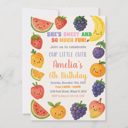 Juicy Tropical Birthday Invitation Kaart (Voorkant)