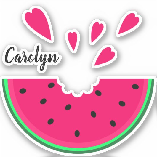 Juicy watermelonbeet met hart, jouw naam sticker (Voorkant)