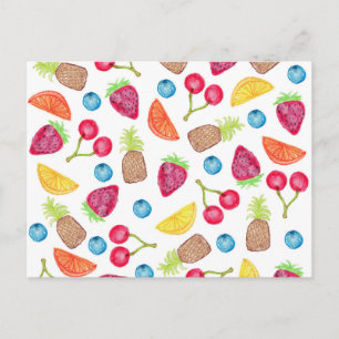 Juicy Waterverf Hand Painted Fruit Pattern Briefkaart