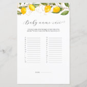 Juicy Yellow Baby Name Race Baby shower Game (Voorkant)