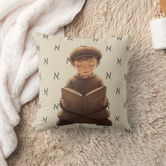 Juif Boy Reading Aleph-Bet Coussin (Couverture)
