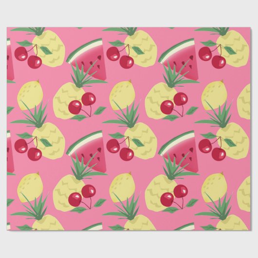 Juike vruchten op een roze rode achtergrond. cadeaupapier (Vlak)