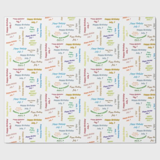 Juillet, 7 Anniversaire Papier Cadeau (Plat)
