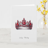 Juillet Birthstone Ruby Crown Carte d'anniversaire (Fleur jaune)
