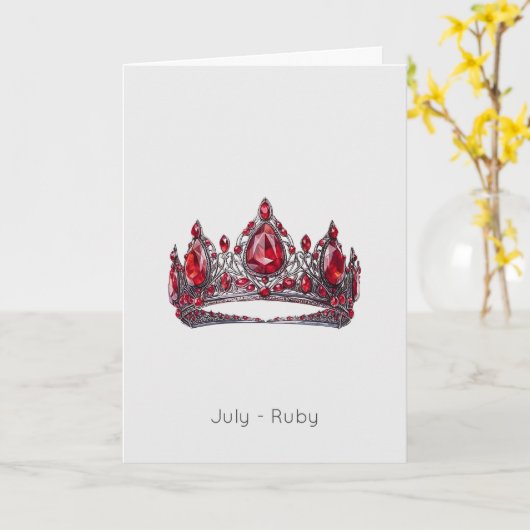 Juillet Birthstone Ruby Crown Carte d'anniversaire (Fleur jaune)