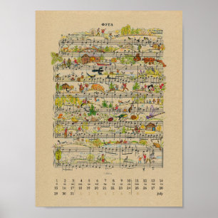 Juillet Bonne Notes Calendrier 2022 Poster