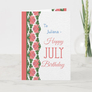 Juillet Carte d'anniversaire à personnaliser, Nymp