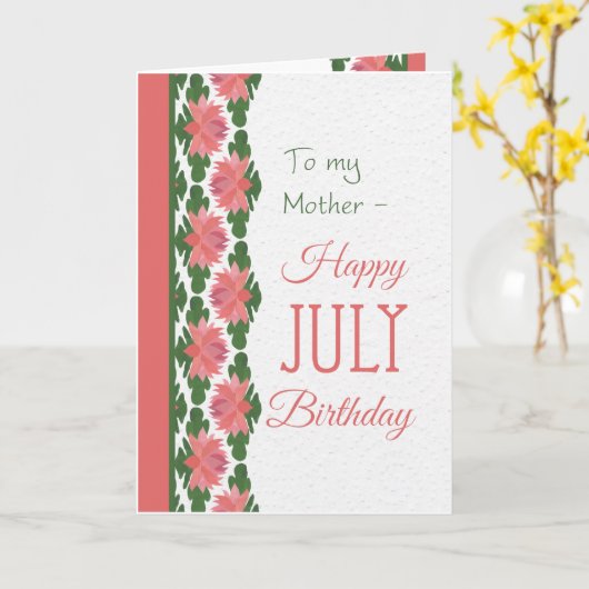 Juillet Carte d'anniversaire pour une mère, Lys d' (Fleur jaune)