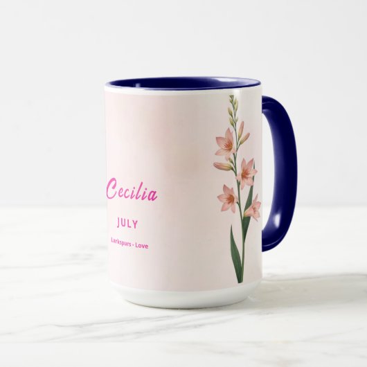 Juillet Mois de naissance Fleur Café Mug (Devant droit)