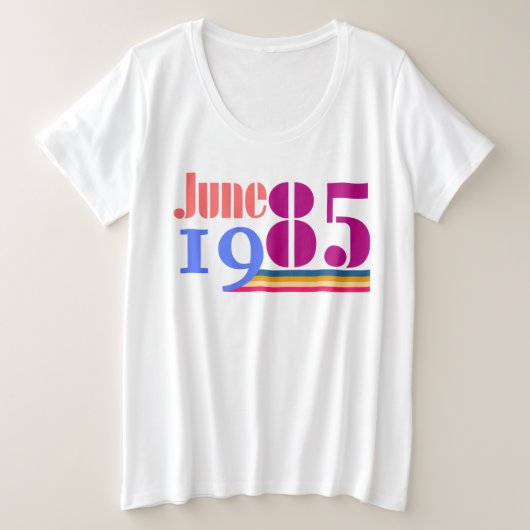 Juin 85 Bold Retro Plus Taille T-Shirt (Design devant)