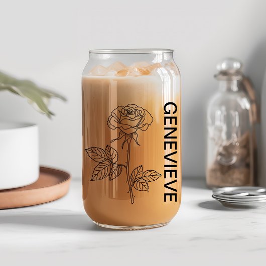 Juin Fleur de naissance Rose avec nom personnalisé