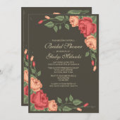 Juin Rose Invitation à la douche nuptiale (Devant / Derrière)