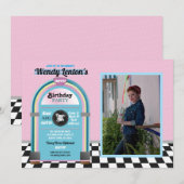 Jukebox Birthday Diner Fifties Retro Music Foto Kaart (Voorkant / Achterkant)