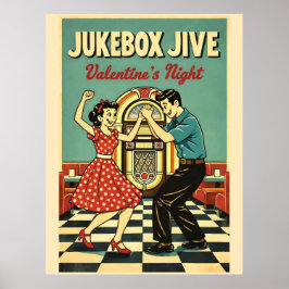 Jukebox Jive Valentine's Night Retro 50s Dance Poster