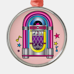 Jukebox met sterren en noten metalen ornament