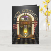 Jukebox Old Rocker Carte de voeux personnalisable (Fleur jaune)