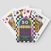 Jukebox Retro Checkerboard 50ste verjaardagsfeestj Pokerkaarten (Achterkant)