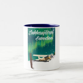 Jukkasjärvi Zweden poster voor de buitenlanders Tweekleurige Koffiemok