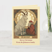 Julbocken And Jultomten Scandinavian Style Kaart (Voorkant)