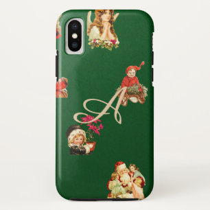jule, kerstpatroon, Victoriaans, art nouv iPhone X Hoesje