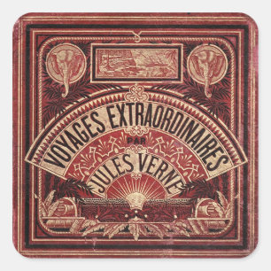 JULES VERNE "EXTRAORDINAIRE REIZEN" (1878) VIERKANTE STICKER