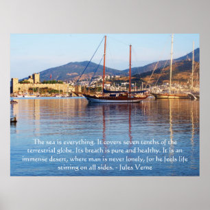 Jules Verne QUOTE over het POSTER van de oceaan