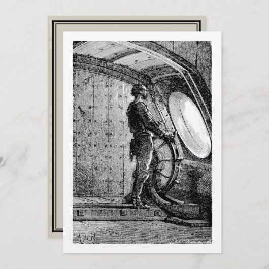 Jules Verne's kapitein Nemo Steering Nautilus Bedankkaart (Voorkant / Achterkant)