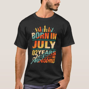 Juli 1920 102 jaar oud 102e verjaardag kaars gra t-shirt
