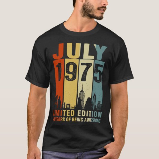 Juli 1975 48 jaar Geweldige  zijn T-shirt (Voorkant)