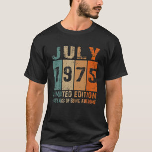 Juli 1975 Beperkte Uitgave 46e verjaardag 46 Jaar T-shirt