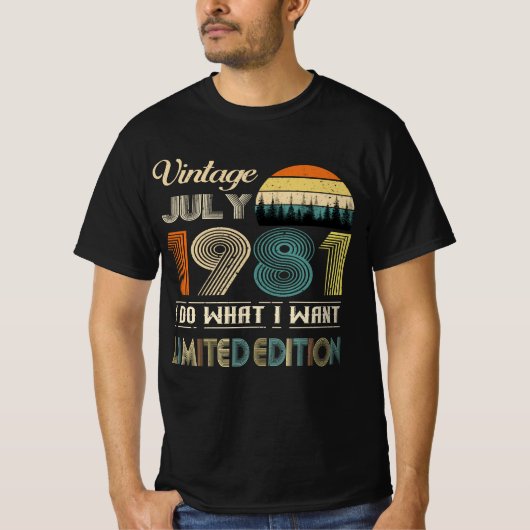 Juli 1981 T-shirt - Retro Style Verjaardag (Voorkant)