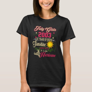 Juli 2003 2003th Verjaardag Juli Meisjes 2003 20 J T-shirt