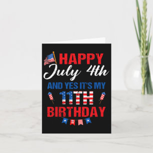 Juli 4 & Ja Het is Mijn 11e Verjaardag 11 Jaar Kaart