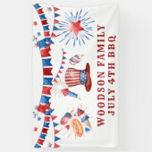 Juli 4e Familienaam BBQ Banner (Verticaal)