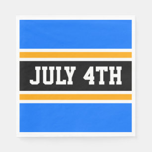 JULI 4TH Helderblauw Zwart Wit Racing Stripes Servet