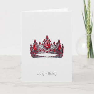 Juli Birthstone Ruby Crown Verjaardag Kaart