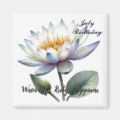 Juli Birthstone Ruby en Water Lily Magneet (Voorkant)