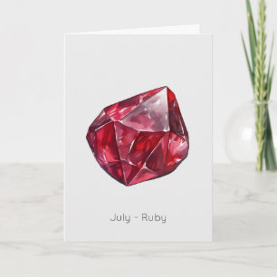 Juli Birthstone Ruby Happy Birthday Kaart
