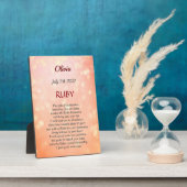 Juli Birthstone Ruby Tabletop Plaque met Easel Fotoplaat (Zijkant)