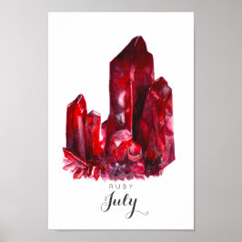 Juli Birthstone - Waterverf Ruby | POSTER