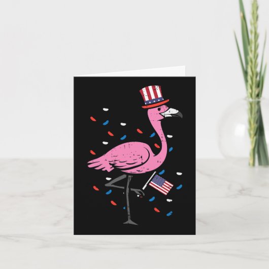 juli flamingo us vlag vogel patriottische vrouwen kaart (Voorkant)