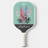 Juli Geboorte Bloem Aangepaste Naam Pickleball Paddle (Achterkant)