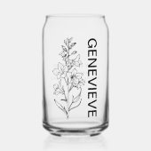 Juli Geboorte Bloem Water Lelie met aangepaste naa Blikvorm Glas (Voorkant)