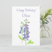 Juli geboortebloem Larkspur Waterverf Bloemen Feestdagenkaart (Staand voorkant)