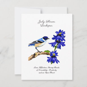 Juli Geboortemaand Bloem Blauwvogel en Larkspur