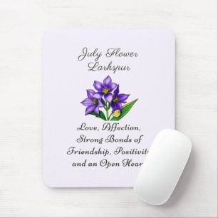 Juli Geboortemaand Bloem Larkspur Floral Art Muismat