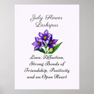 Juli Geboortemaand Bloem Larkspur Floral Art Poster