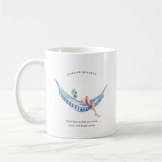 Juli Geburtsmaand Meisje | Monogram Koffiemok (Links)