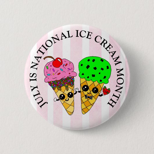 Juli is Nationale Ice Cream Maand Ronde Button 5,7 Cm (Voorkant)